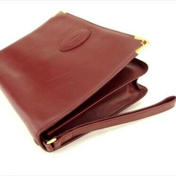 Cartier Clutch bag Mastline Red leather Woman unisex Authentic Used - Picture 3 of 10